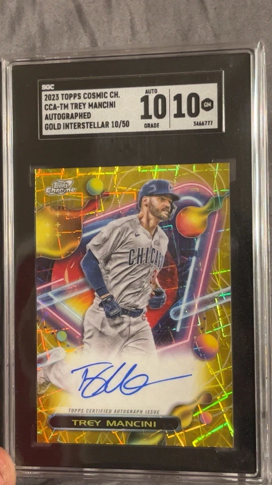 2023 Topps Cosmic Chrome Trey Mancini Autographed Gold Interstellar /50 - Image 1 of 4