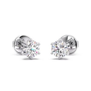 1/3 Ct Round Labgrown Diamond Stud Earrings 14K White Gold FG VS IGI Certified - Picture 1 of 4