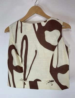 VTG 60s Mod Top Sleeveless Lined Abstract Cropped - Image 1 of 4