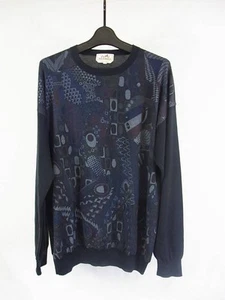 Hermes 100% cashmere men's knit sweater all-over print size L - Bild 1 von 24