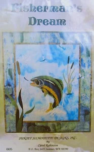 FISHERMAN'S DREAM Sunset Silhouette Applique Quilt Pattern 605 Fish Cabin Lodge - Picture 1 of 2