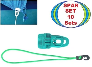 10x Sonnensegel Planen MIDI CLIP grün + 25cm Spann Gummi Haken Spanner Klammer - Bild 1 von 17