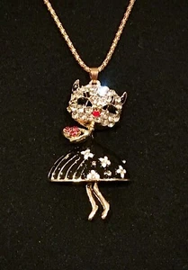 New Necklace “ Fashionista Cat“,Modern Boho style Crystal Charm Bling Bib Gift - Picture 1 of 10