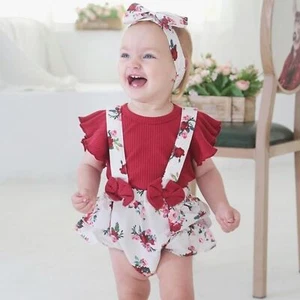 Baby Girl Clothes 6-9 M Newborn Infant Short Set T-shirt Floral Summer Outfit A1 - Picture 1 of 10