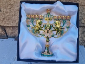 Hanukkah Menorah Leone di Giuda design 9 rami portacandele vintage Chanukkah - Foto 1 di 5