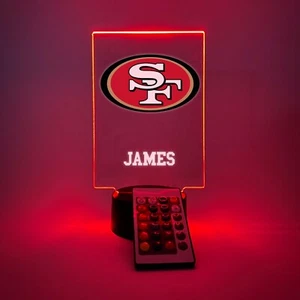 Personalized LED 16 Colors Light Up Stand San Francisco 49ers Football w/Remote - Picture 1 of 6
