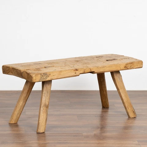 Rustic Slab Wood Bench or Small Coffee Table With Splay Legs, circa 1890 Cover