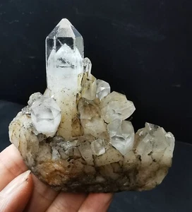141g Top Natural Transparent Ghost Pyramid Quartz Crystal Cluster Specimen - Picture 1 of 24