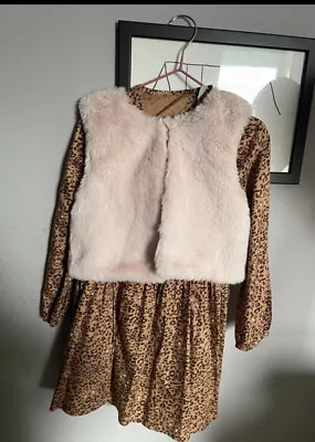 George Girls Long Sleeve Dress With Fur Vest  4-5 Years - Image 1 of 4