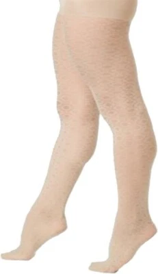 Hue Womens Circular Dot Sheers Control Top Size 2 Cream Made In USA - Image 1 of 4