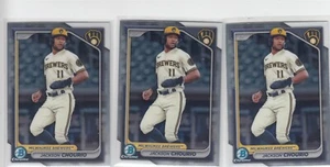 (3) 2024 Jackson Chourio Bowman Chrome ROOKIE CARD Lot #140 - Brewers RC - Imagen 1 de 1