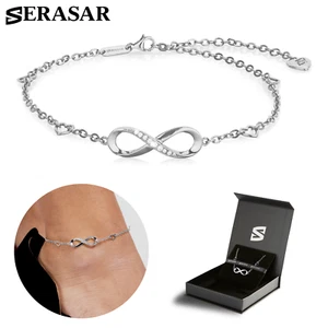 SERASAR, 18 Karat vergoldetes 925er Sterlingsilber „Infinity“ Fußkettchen - Picture 1 of 25