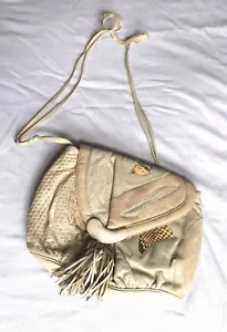 Borsa a mano vintage Sharif patchwork pelle di pitone serpente tracolla pelle - Foto 1 di 9