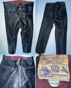 VTG 40 50 MEN 32 BECK NORTHEASTER FLYING TOGS HORSEHIDE LEATHER MOTORCYCLE PANTS - Bild 1 von 15