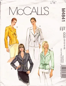McCall's 4841-Misses/Misses Petite Unlined Jackets-Fitted, below waisted - 10-16 - Picture 1 of 4