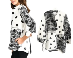 Joseph Ribkoff Mix Print Polka Dot B/W Blazer - Picture 1 of 15