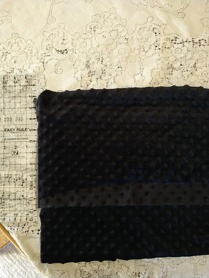 Remnant Minky Dimple Dot Fabric Plush Black 47" Long x 18" Wide - Image 1 of 4