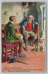 Postcard Humor Morrison IL Postmarked Man Beaten Stitched Up Smoking Pipe M2 - Picture 1 of 2