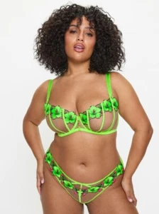 Ann Summers Caged Hibiscus Fuller Bust Non Pad Balcony Bra -Lime -Sizes 32DD-44G - Picture 1 of 6