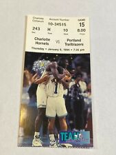 Charlotte Hornets Portland Trailblazers NBA Ticket Stub 10 1-6-94 Cliff Robinson