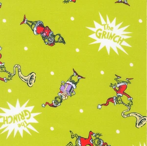 Grinch Holiday Dr. Seuss Stoff 18” x 44” 100 % Baumwolle - . - Bild 1 von 1