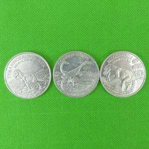 3 Age of the Dinosaur Mesozoic Era Coins Allosaurus Coelophysis Tyrannosaurus - Picture 1 of 8