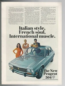 1970 PEUGEOT 504 advertisement, 4-door with sunroof, Peugeot print ad - Foto 1 di 3
