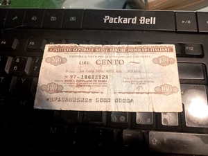 mini assegno circolare pagherò Banca Popolare di Intra Novara Lire Cento 1976 - Foto 1 di 1