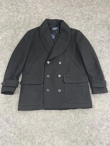 Polo Ralph Lauren Pea Coat Mens Small Jacket Black Shawl Lapel B - Picture 1 of 13