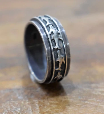 Ring Sterling Silver Etched Band Spinner Ring - Image 1 of 3