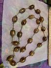 Brown Vintage Beads Long Chain Necklace Plastic Beeds