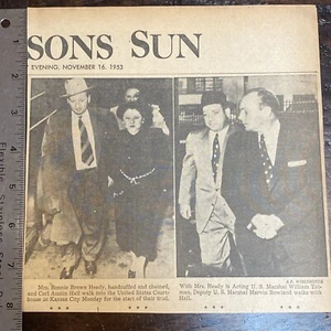 1953 Carl Hall Bonnie Heady Kidnappers Kansas City Zeitungsausschnitt - Bild 1 von 1