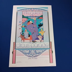 1991 Official Milwaukee CIRCUS PARADE Poster Wisconsin National Signed Numbered - Picture 1 of 14
