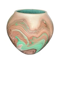 Large Mt. Rushmore Pottery 6.50”T Vase Bold Green And Browns - Picture 1 of 12