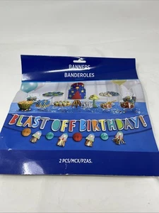 Blast Off Outer Space Rocket Kids Birthday Party Decoration Banner Kit - Picture 1 of 3