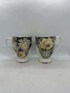 Vintage Royale Garden Staffordshire Rosengarten Kaffeebecher Made In England 2 Stück - Bild 1 von 6