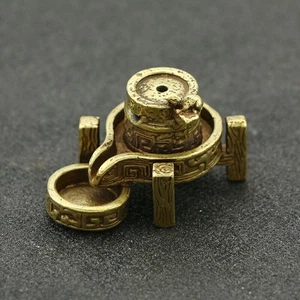 Brass "Millstone Mill" Shape Cone Incense Burner Holder Home Decoration - Picture 1 of 4