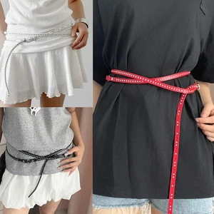 Double-layer Fine Version Double Thin Belt Trendy Waistband DIY Buckle Punk USA - Picture 1 of 16