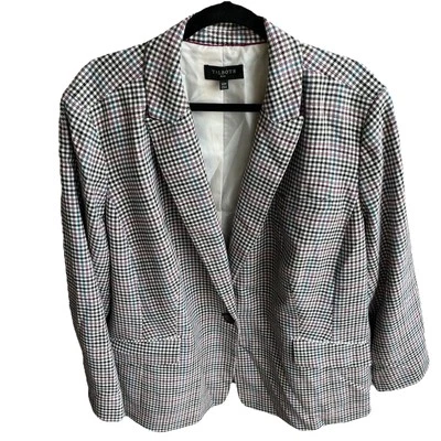 Blazer Chaqueta Traje Abrigo Multicolor Claro Academia Talbots Mujer 22W Pata de Gallo Foto 1 de 4
