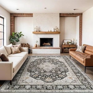 HILORUUG Washable Area Rug 9x12 - Bedroom Living Room Large Indoor Rugs Soft ... - Picture 1 of 7