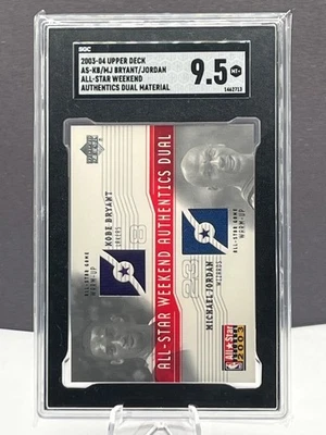 Kobe Bryant / Michael Jordan 2003 U.D. All Star relíquias duplas de aquecimento grau SGC 9,5 - Imagem 1 de 4