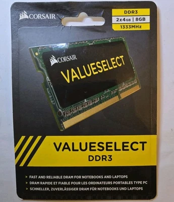 Corsair Laptop Memory 8 GB (2x4GB DDR3 1333Mhz) CMS08GX3M2A1333C9 - Image 1 of 3
