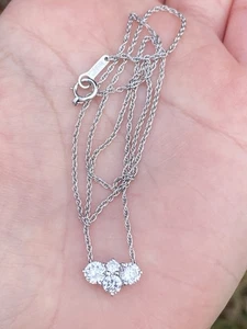 Impresionante collar colgante de diamantes de calidad 100 % natural de platino 1,00 TCW - Imagen 1 de 11