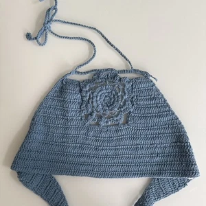 MIUSSA Blue Crochet Halter Neck Tie Back Summer Top - Small - Picture 1 of 6