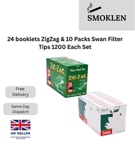 Zig Zag Rolling Papers 1200 + Swan Menthol Extra Slim Filters 1200 Smoking Set - Picture 1 of 9
