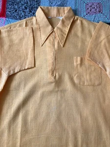 Camisa Vintage Años 60/70 Cuello Punta Naranja 1/3 Cremallera - Imagen 1 de 10