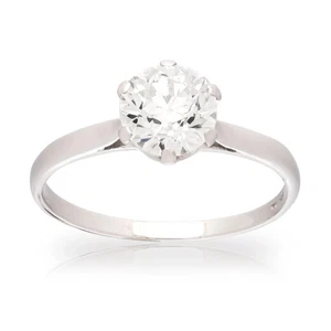 Anillo solitario antiguo de platino de 1,1 quilates con diamantes de talla antigua - Imagen 1 de 5