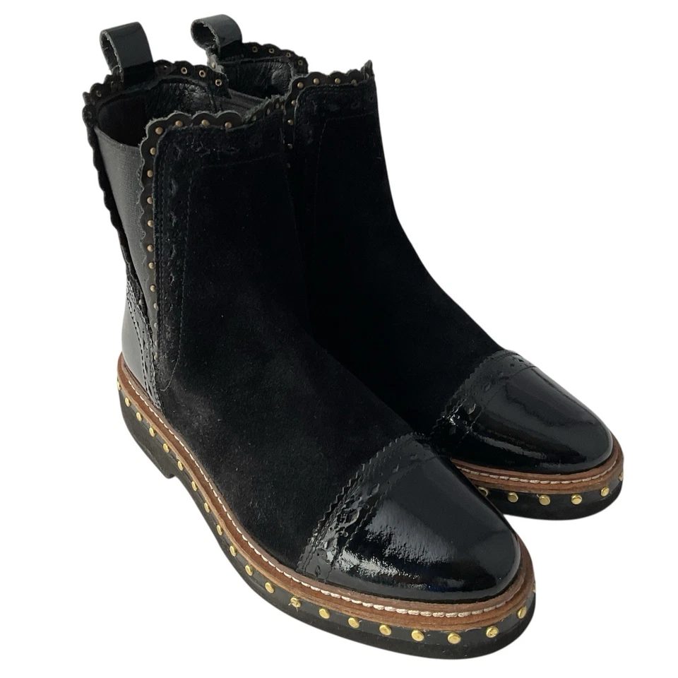 Женские сапоги челси Free People Atlas из черной замши и кожи с заклепками размер ЕС 36,5 - Изображение 1 из 4