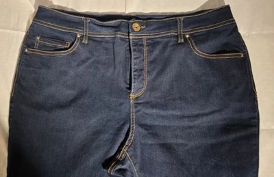 Pantalones de mezclilla INC Plus 16W tiro alto acampanados lavado oscuro elástico núcleo nuevos con etiquetas Foto 1 de 4