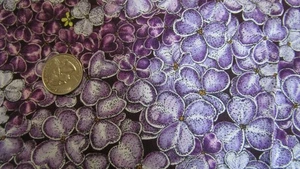 Vintage YELLOW FLOWERS PURPLE LEAVES On BLACK 2000's COTTON Fabric - over 1 yd - Picture 1 of 2